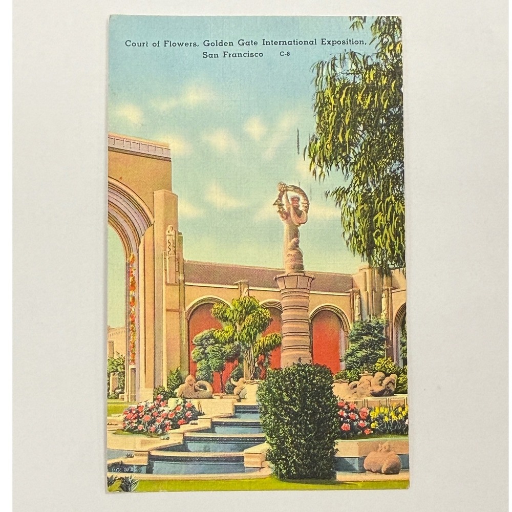 1939 Golden Gate International Exposition Postcard Court of Flowers SF